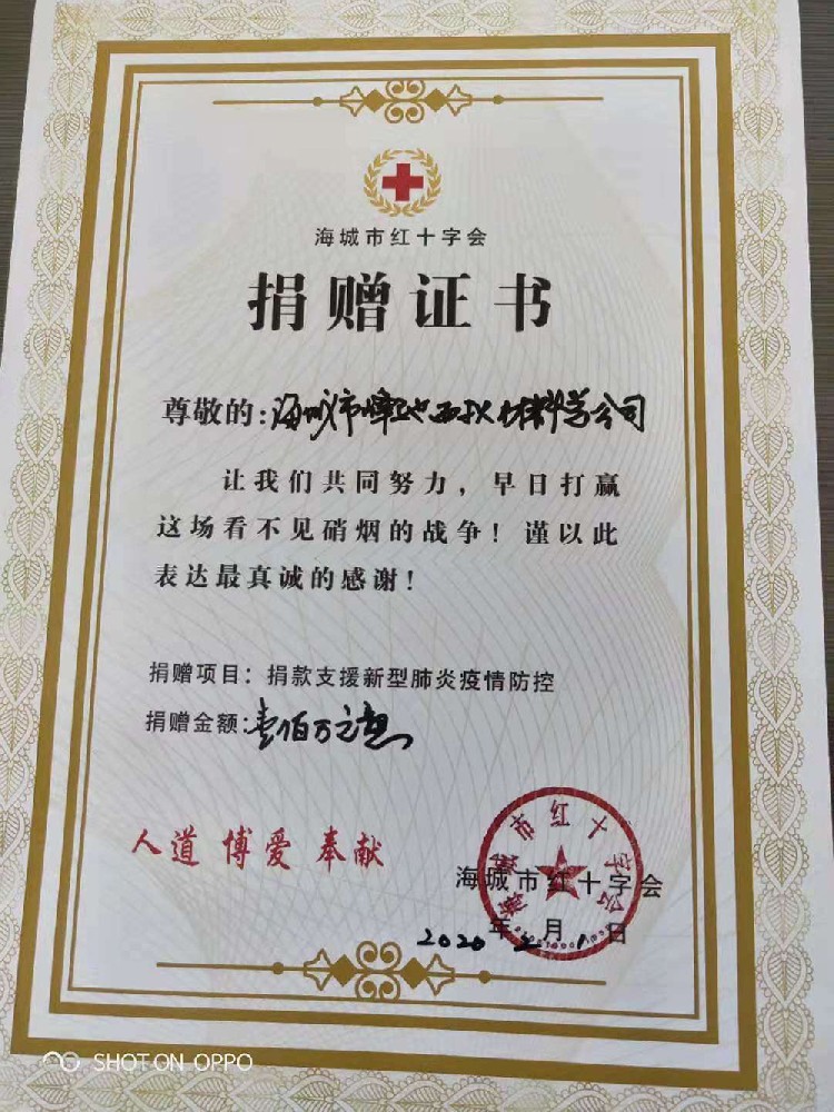 峰馳集團(tuán)向海城市紅十字會(huì)捐贈(zèng)100萬元戰(zhàn)“疫”